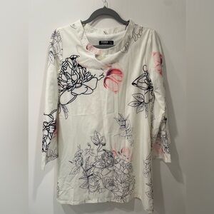 YOINS Dress Size Sm Multicolored Floral 3/4 Rollup Sleeves Crew Neck Fully Lined